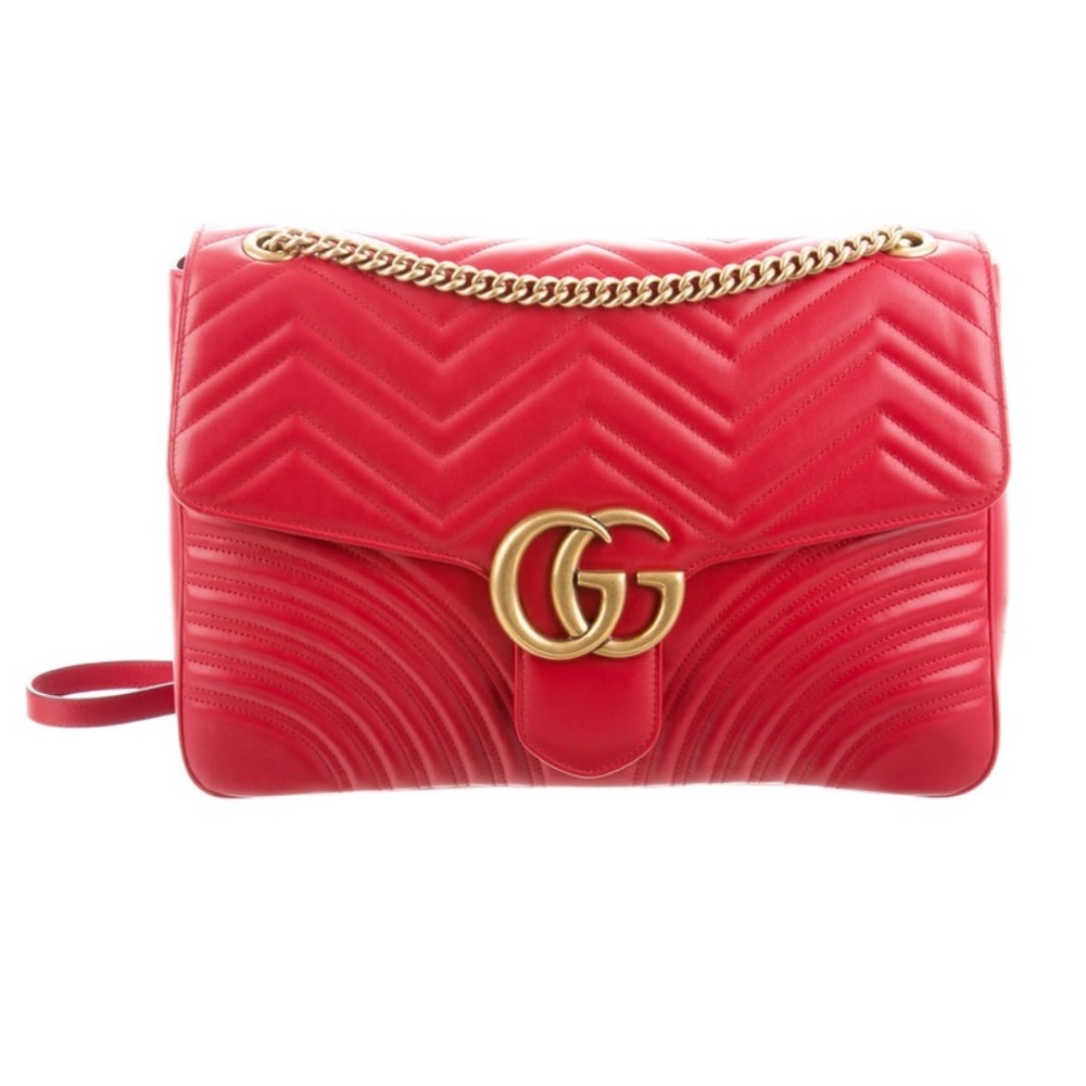 Gucci Red Shoulder Bag with Gold Accents